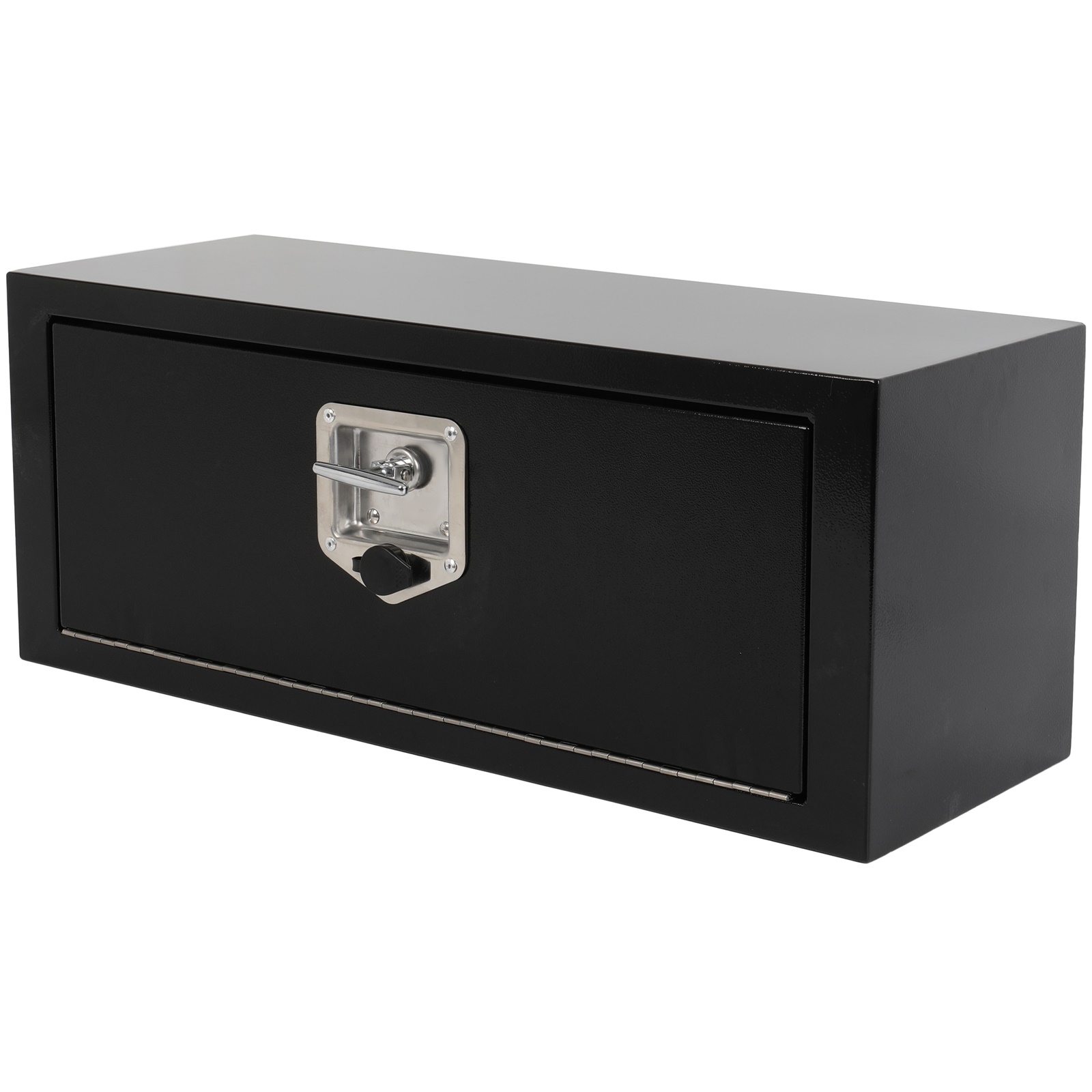 SCITOO 28inch Iron Tool Box With Key Black - Rectangle Heavy Duty Waterproof Storage Organizer Chest With Two Chains And One Lock for Truck,Trailer,Pickup,RV 27.75"x10.5"x10"