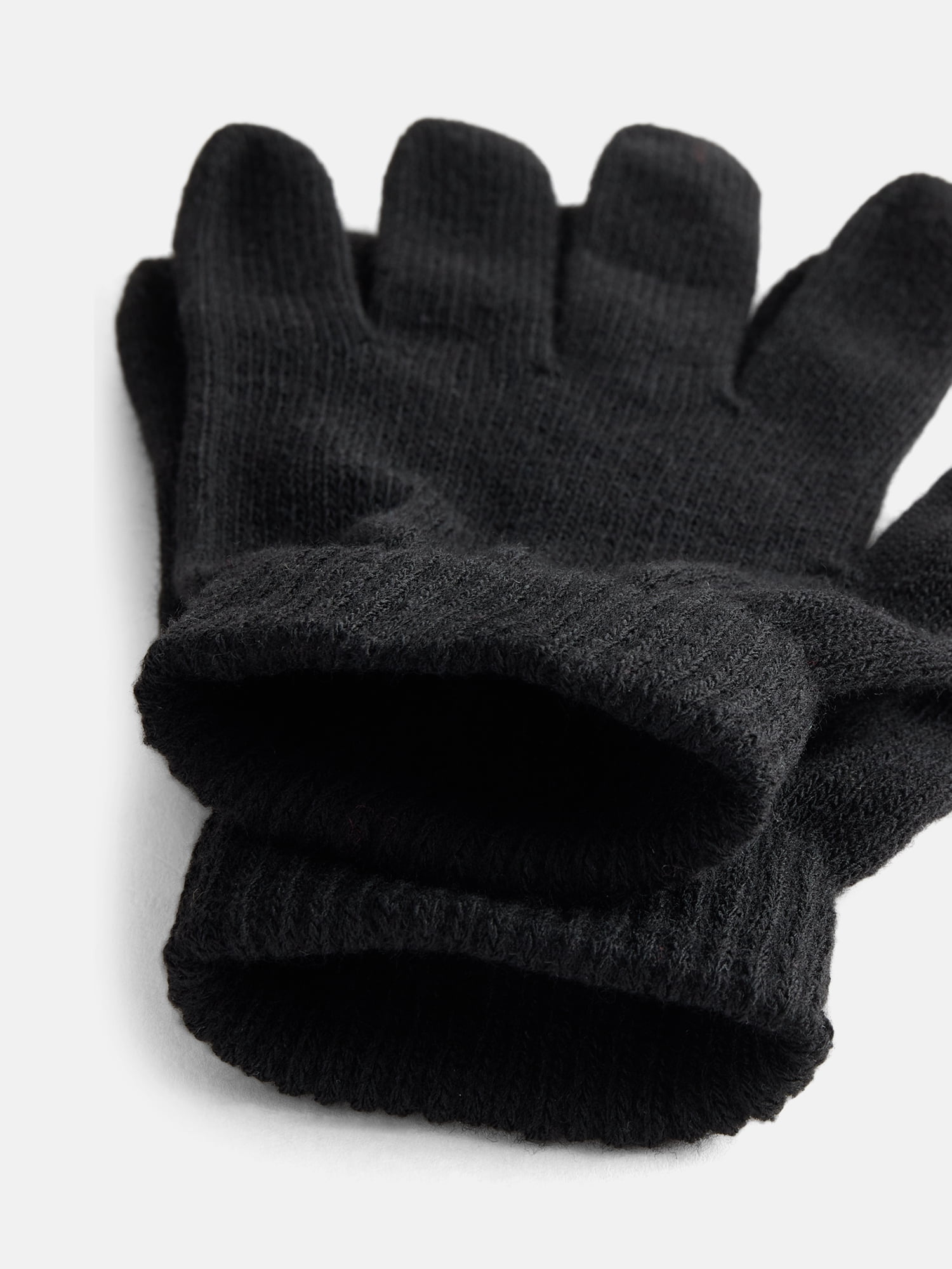 No Boundaries Women's Ribbed Knit Solid Gloves, 2 Pack