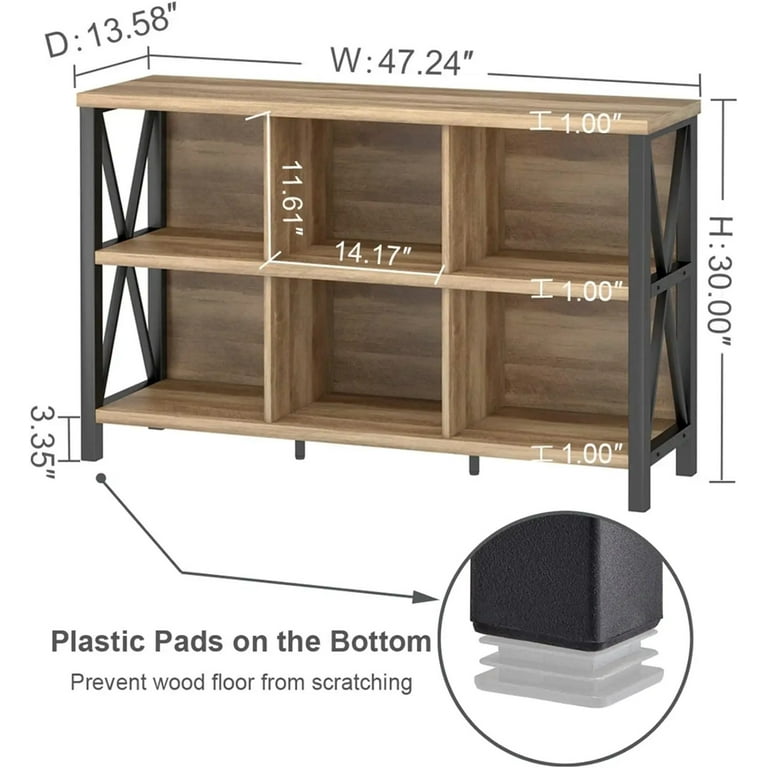 FATORRI Rustic 6 Cube Storage Organizer with Shelf Wood and Metal