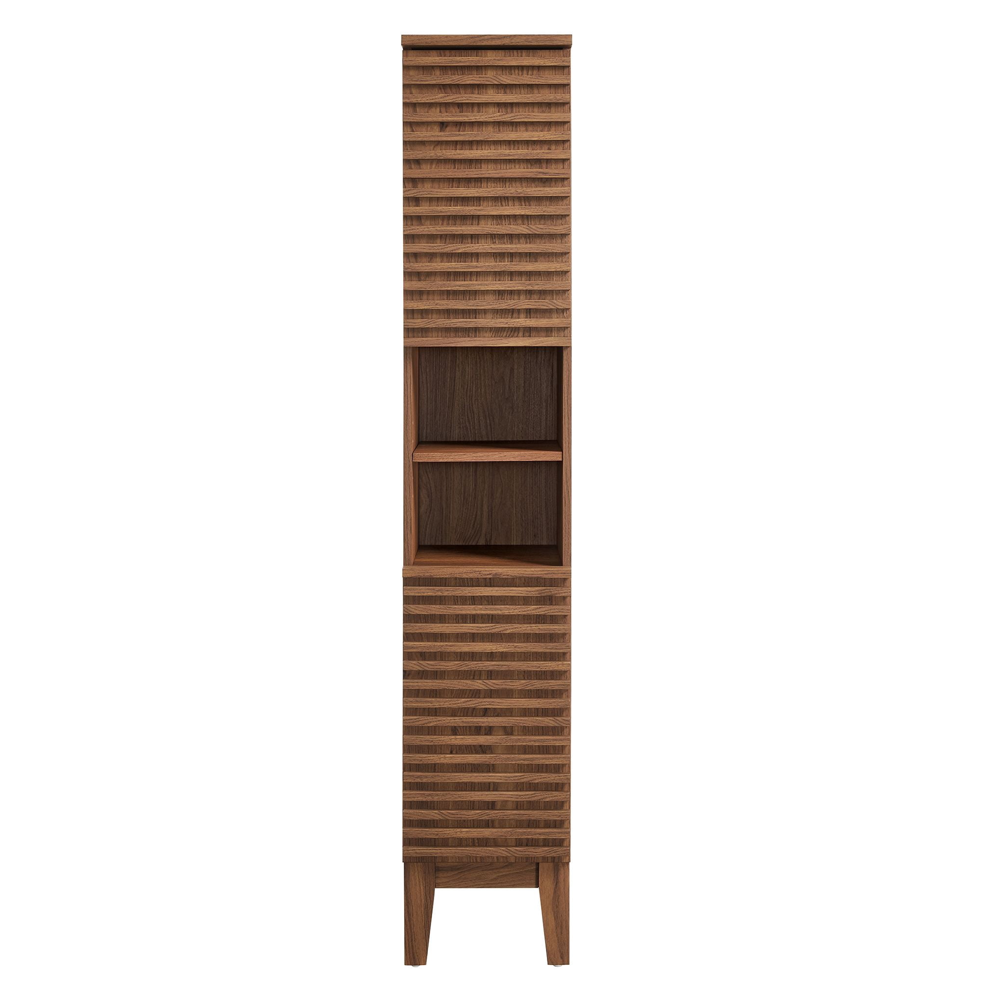 Render Tall Narrow Bathroom Storage Cabinet in Walnut