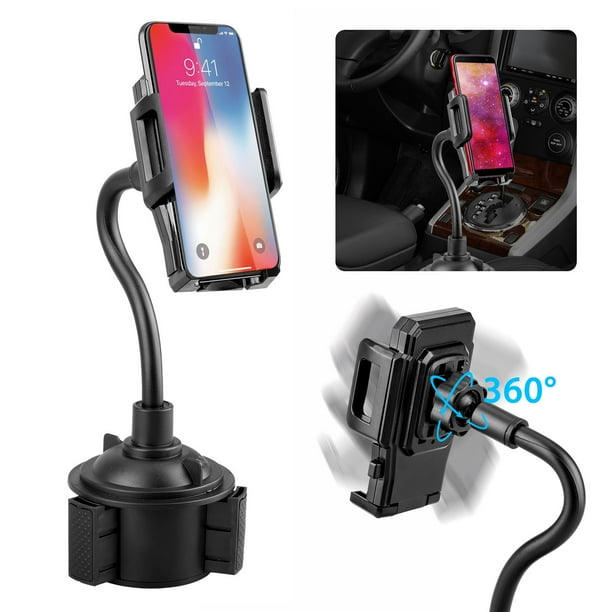 Portavasos para teléfono celular, universal, ajustable en 360 °, con cuello de cisne, compatible con iPhone 13/13 Mini / 13 Pro Max / 12/11/11 Pro X Xs Max XR 8 Plus Scienceny SH1105-01