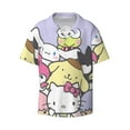 thumbnail image 2 of Lsque Sanrio print Men's Cuban Collar Short Sleeve Shirt Summer Beachwear Casual Button Down Fashionable Vacation Leisure Shirt-X-Large, 2 of 7