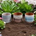 thumbnail image 2 of Terracotta Round Planters Glazed - Set of 3, 2 of 3