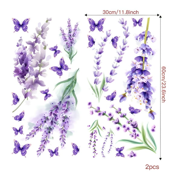 LAMIRO Purple Butterfly Flower Decorative Stickers Home Wall Decoration Stickers Home Decor Purple Wall Decor