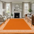 thumbnail image 2 of Burnt Orange Geometric Large Area Rugs for Bedroom Living Room, Soft Non Slip Carpet Bedside Rug, Country Greece Key Art Rectangular Floor Cover Kitchen Accent Rug 8'x10' for Dining Room/Office, 2 of 9