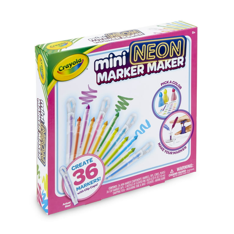 Crayola Mini Neon Marker Maker, 36 Scented Markers, Gift for Kids