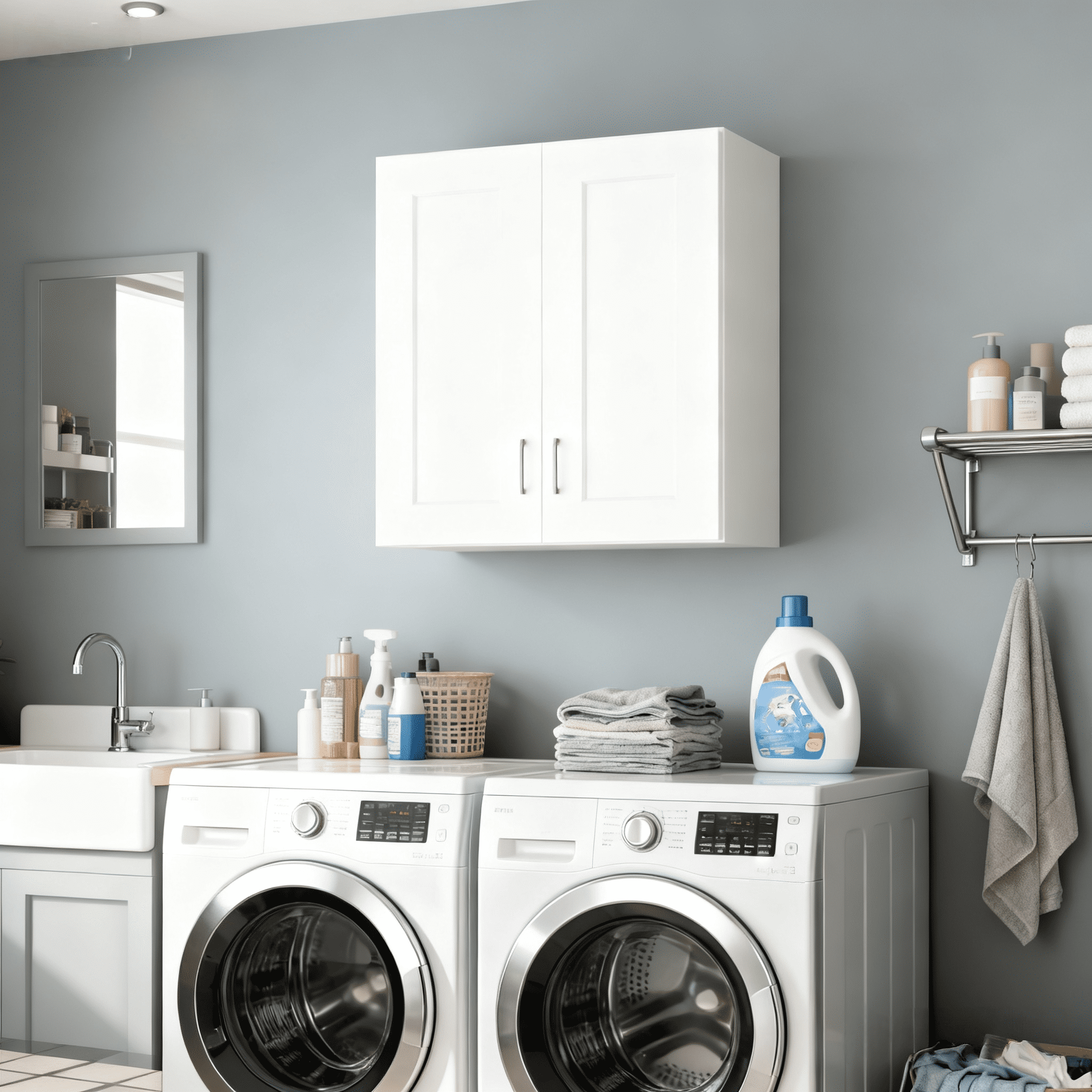 White shaker Solid Wood Double Doors Wall Cabinet 2 Doors and 2 Shelves for Kitchen Storage, Bathroom Storage, Laundry,Adjustable Shelves Ready to Assemble(24"W×12"D×36"H)