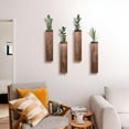 thumbnail image 6 of 4 Pack Wood Indoor Wall Planter, Modern Boho Wall Decor for Living Room Bedroom, Farmhouse Pocket Vases for Dried Flowers and Faux Greenery Plants - Brown, 6 of 7