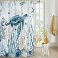 thumbnail image 4 of Fabric Shower Curtain, Summer Sea Turtle Ocean Coral Seaweed Shell Marine Life Vintage Shower Curtains with 12 Hooks Waterproof Machine Washable Bath Curtains for Bathroom,54 x 78in, 4 of 6