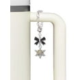 thumbnail image 3 of Delight Jewelry White Snowflake with Glitter and Clear AB Crystal - Silvertone Bow Charm Accessory for Tumblers and Thermal Cups, 3 of 4