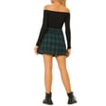 thumbnail image 4 of MODA NOVA Juniors Casual High Waist Button Plaid Layers Mini Skirt Green L, 4 of 5