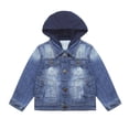 thumbnail image 1 of KIDSCOOL SPACE Little Kid Ripped Letters Embroidered Jean Hooded Jacket,Blue,9-10 Years, 1 of 6
