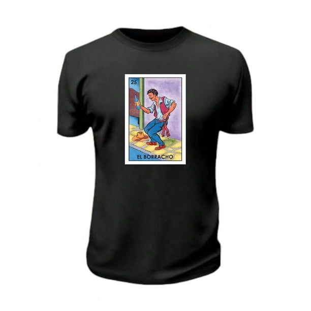 Playera Estampado De El Borracho Loteria Nacional Fiestas Patrias Septiembre Color Negro Talla Mediana Marca Emil SaEs