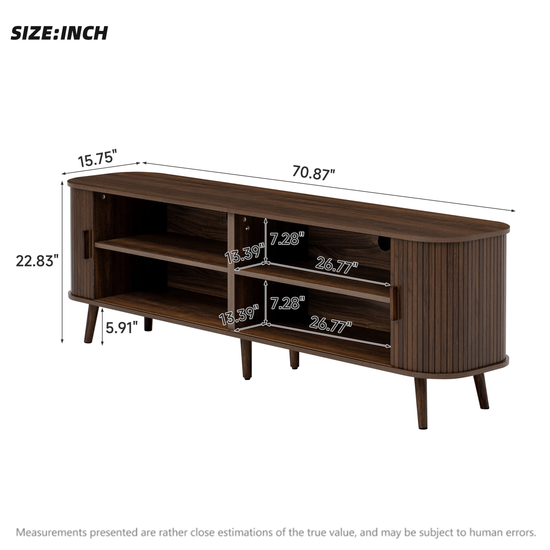 Noble House Modern TV Stand for TVs up to 80" with Ample Storage, Sliding Doors, Dark Brown