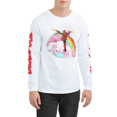 Men's Deadpool Unicorn Long Sleeve Graphic Tee, Up to Size 2XL