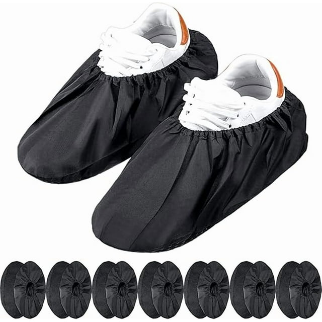 Haute Qualité! 8 Paires (Noir) de Couvre-Chaussures Réutilisables Antidérapants pour Tapis Ménagers, Couvre-Chaussures Imperméables pour Protection des Sols, Lavables en Machine