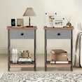 thumbnail image 4 of VECELO 3-Piece Bedroom Set Include Black Queen Size Bed & 2 Brown Nightstand( 1-Drawer), 4 of 9