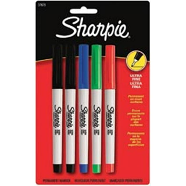 Sanford 450259 Sharpie Marqueurs Permanents à Pointe Ultra Fine 5-Pkg-Rouge Bleu Vert 2 Noir