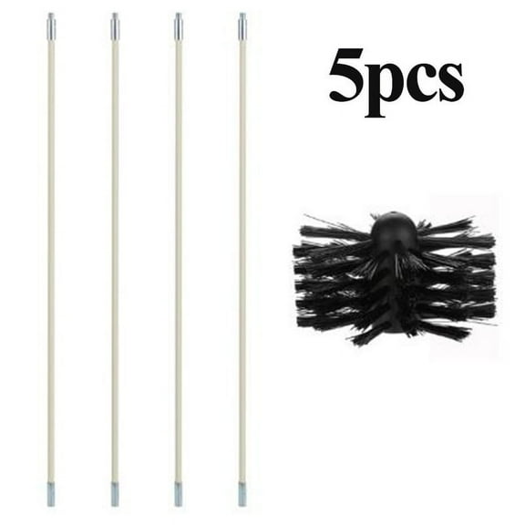 5/11/13Pc Kitchen Nylon Chimney Cleaner Brush Clean Chimney Cleaner Sweep Fireplace Sweep Rotary Fireplace Pipe Soot Rod Kit