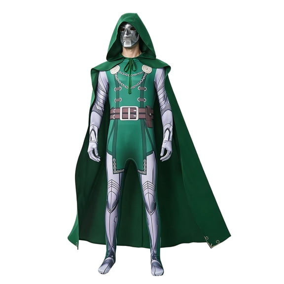 2026 New Halloween Doom Warden Cosplay Costume, Dark Overlord Costume Set, Cosplay Set Includes Jumpsuit with Cape, Unisex Halloween Stage Performance for Adult, XXXL
