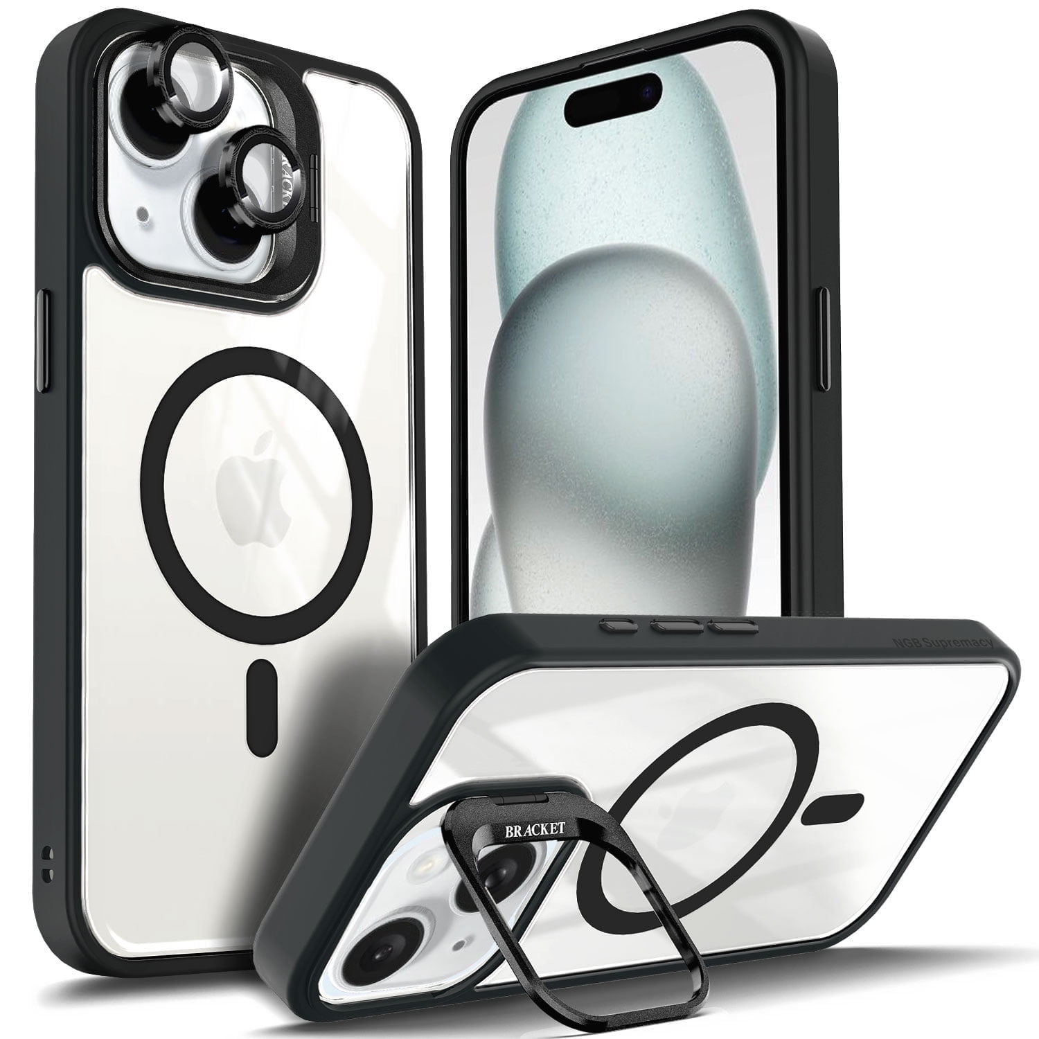 NGB SUPREMACY For iPhone 13 Case Built-In Camera Guard Kickstand Lens Protector Wireless Charging MagSafe/Qi Magnetic Car Mount Apple iPhone 13 Phone Case Cover