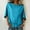 *Blue, variant on Women's Linen Blend Shirt with Shoulder Ruffle ,Mid Sleeve Solid Color Casual Top with Tunic Hem Blue,Womens Plus S