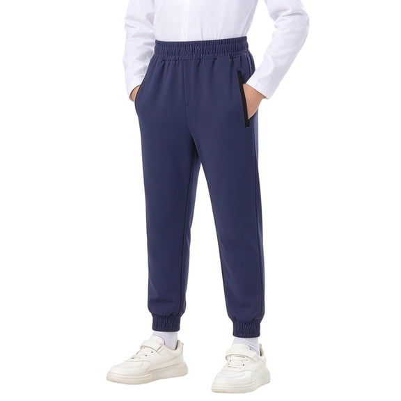 Klisyaur Boys Sweatpants Elastic High Waist Fall Winter Joggers Casual Athletic Soft Pants with Zipper Pockets
