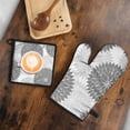 thumbnail image 5 of Oven Mitts and Pot Holders Sets 2Pcs, 100% Cotton Heat Resistant, Floral Burst Style Extra Long Oven Gloves Potholder for Kitchen Cooking Baking Decoration, 5 of 7