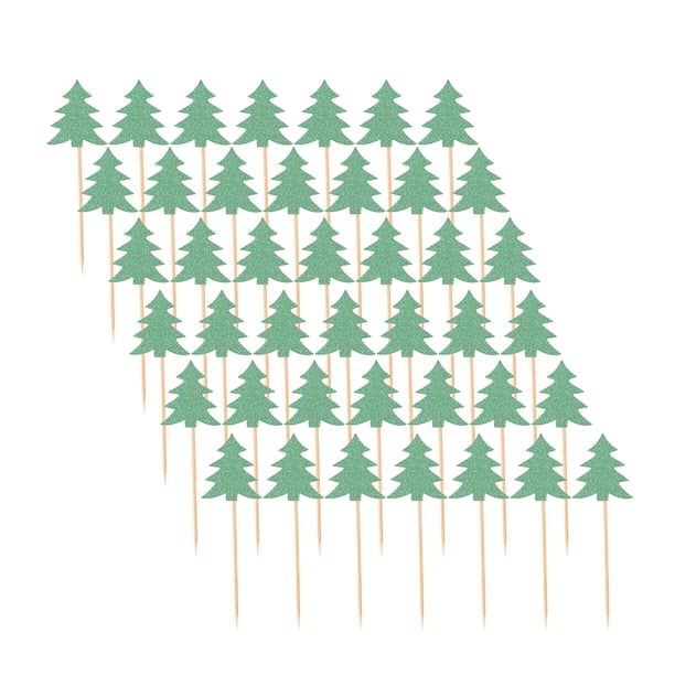 EeaseMX 50 palillos de papel para tartas de Navidad, prácticos y decorativos para fiestas (verdes)