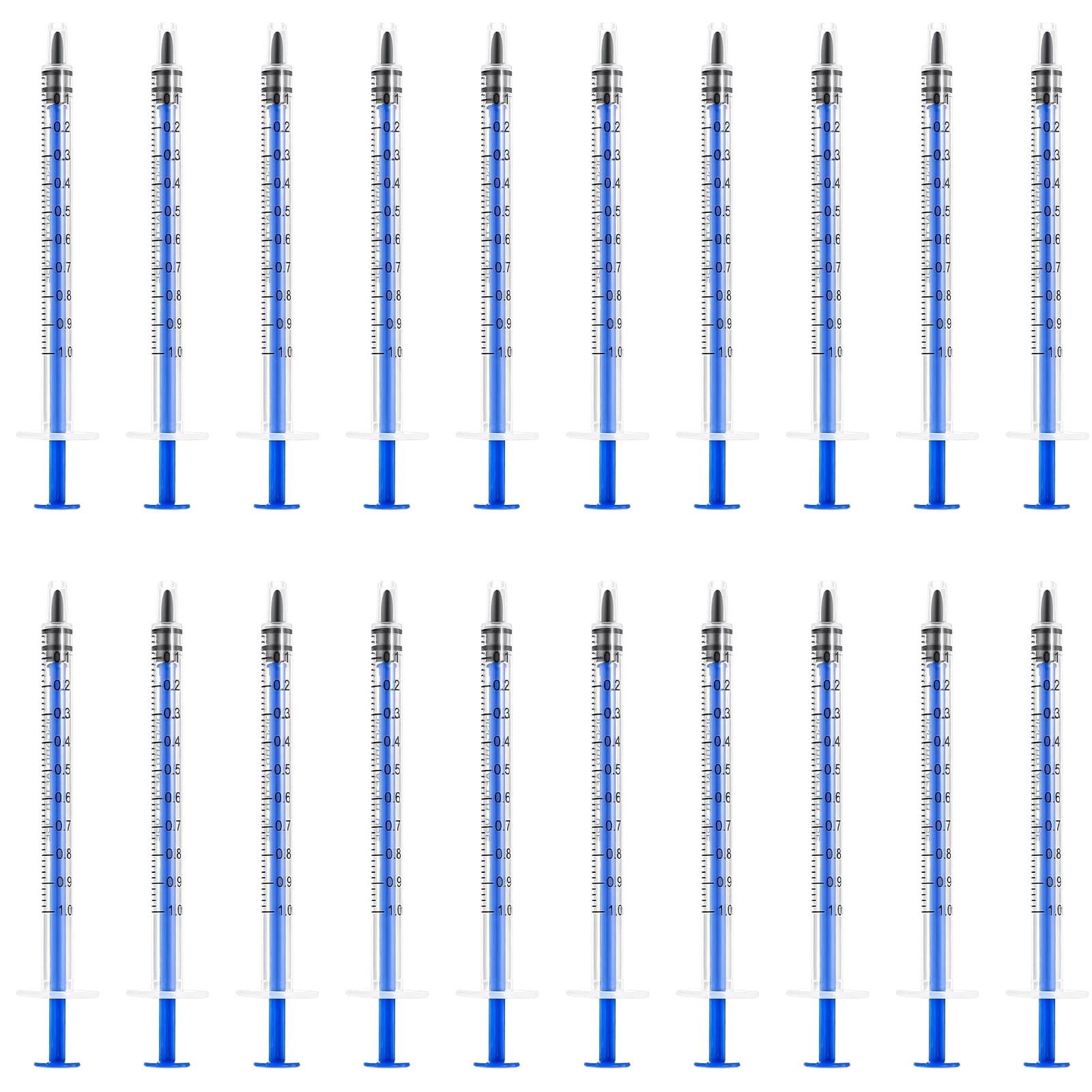 20 Pcs Syringe With Cap, Colostrum Collection Syringe No Needle For Refilling And Measuring Liquids, Scientific Laboratory ( Blue )