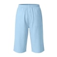 thumbnail image 4 of Miluxas Boys Capri Pants Summer Baggy Casual Beach Capris Lightweight Solid Drawstring Elastic Waist Yoga Trousers Blue 14-15Years, 4 of 7