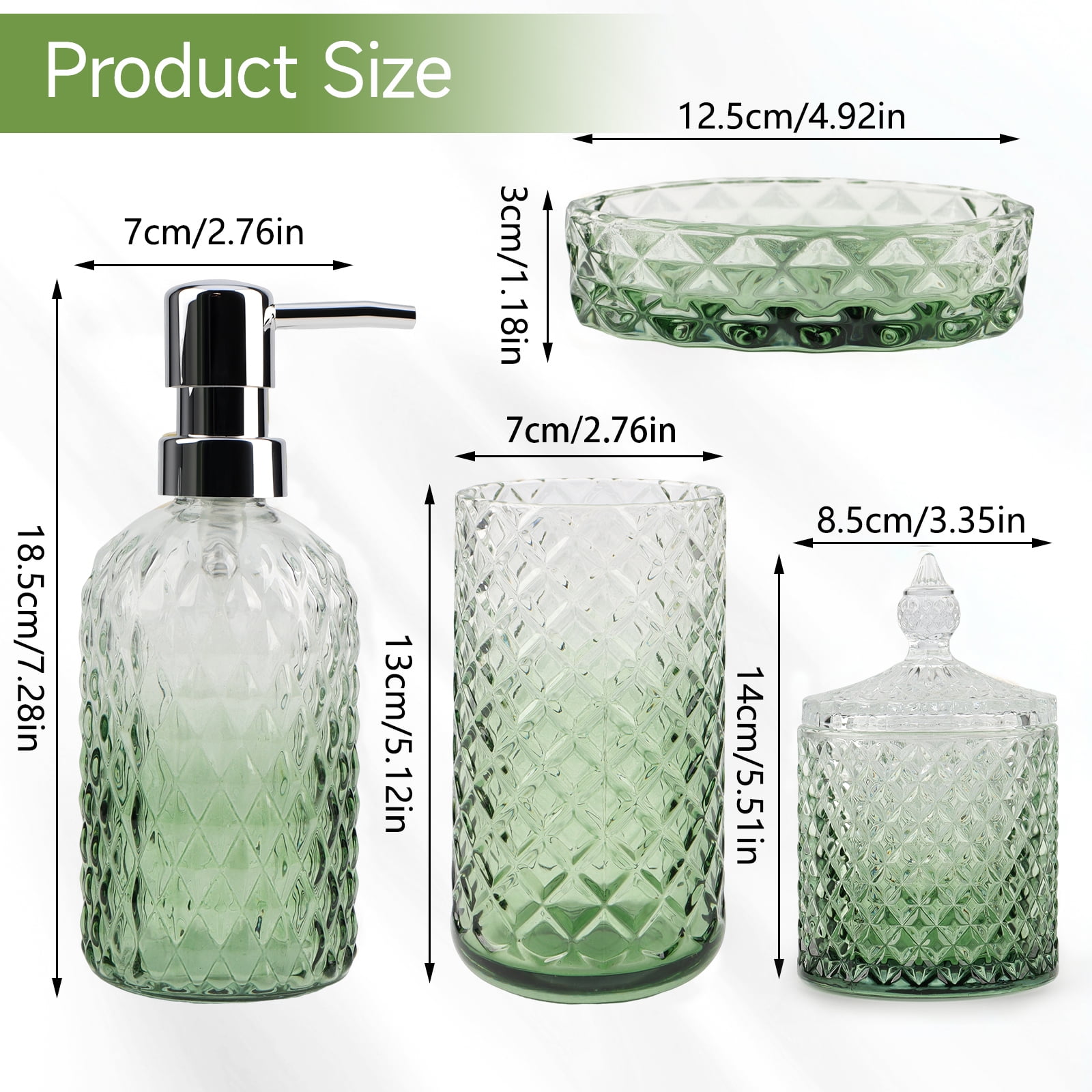 Vertical Line Glass Soap Dispenser Set, Rust-Proof Pump, Thickened Modern Bathroom Accessories for Countertop Organization & Stylish Home Decor