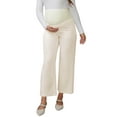 thumbnail image 1 of Pantalones de trabajo de maternidad Inspire Chic para mujeres, elásticos sobre el vientre, formales, con bolsillos, talla XL, color beige, 1 of 6