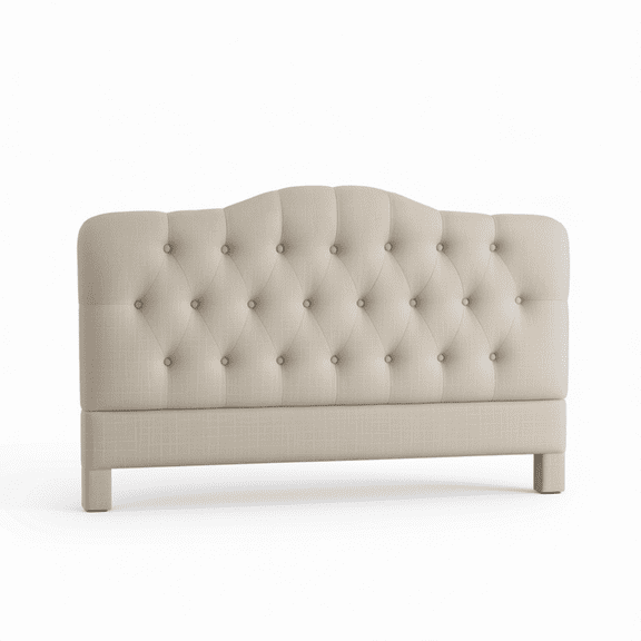 Adjustable Height Upholstered Headboard with Linen Fabric and Button Tufting for Bedroom, King, Natural