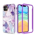thumbnail image 2 of For Apple iPhone 11 (6.1") Dual Layer Hybrid Shockproof Fashion Design IMD Electroplating 2in1 Hard Rubber Frame Cover ,Xpm Phone Case [ Marble Purple ], 2 of 5