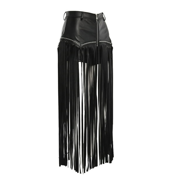 Qarigey de verano para mujer, disfraz de Cosplay, faldas con flecos de cintura alta Punk Sexy de poliéster, ropa de calle, regalo de cumpleaños y Prendas para la parte inferior del cuerpo S Qarigey AP011247-01
