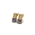 thumbnail image 2 of Mooneye 925 Sterling Silver Gold Vermeil Elegance Round Lapis Women Stud Mother's Day Gift Earrings, 2 of 4