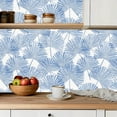 thumbnail image 5 of Peel and Stick Wallpaper Contact Paper Blue Hand Drawn Palm Leaf White Self Adhesive and Removable 23.6in x 118in, 5 of 8