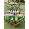 thumbnail image 3 of Outdoor Tablecloth with Umbrella Hole and Zipper, Easter Bunny Round Table Cloth 54 Inch Waterproof Tablecloth, Spring Easter Eggs Chicken Black White Plaid Picnic Table Cover for Patio Camping, 3 of 7