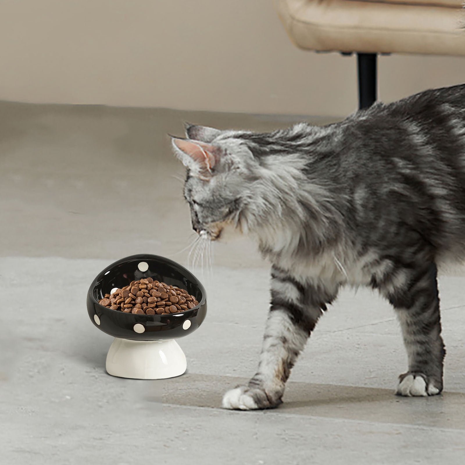 Elevated Cat Bowl - Whisker Fatigue Ceramic Cat Bowl for Food and Water Cute Design Ideal for Pet Feeding Stations