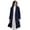 Navy, variant on Women's Mid Long Pea Coat Double Breasted Winter Outerwear Warm Overcoat