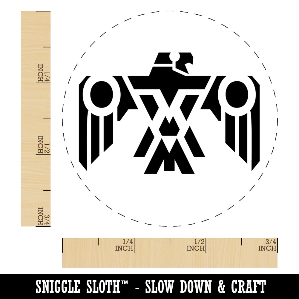 Southwestern Style Tribal Thunderbird Eagle Hawk Self-Inking Rubber Stamp Ink Stamper - Blue Ink - Small 3/4 Inch