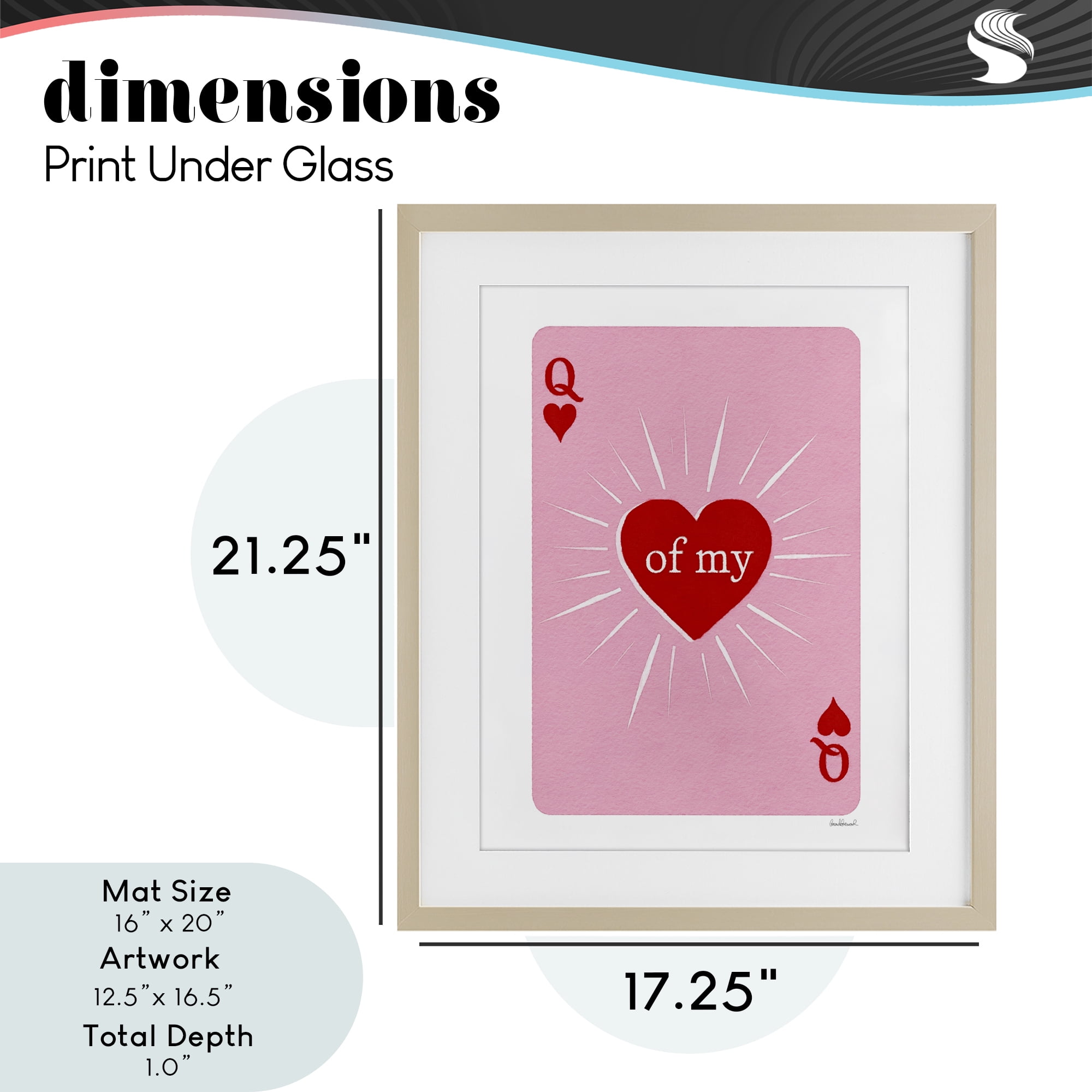Queen Of My Heart Card Birch Framed Print Under Glass, design by Amanda Greenwood