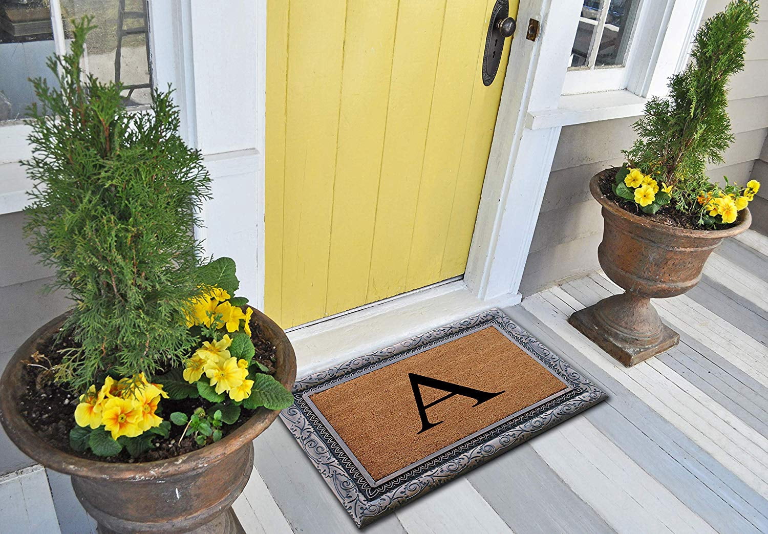 A1HC First Impression Rubber and Coir Albena 24" X 36" Bronze Finished Heavy Duty Monogrammed Doormat