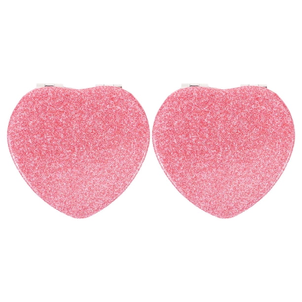 Espejo compacto con forma de corazón para mujer, espejo pequeño de bolsillo, portátil, rosa, miniespejo plegable, espejo de maquillaje de viaje para niñas