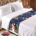 thumbnail image 4 of Bed Runner Scarf for Queen Size Bed, Navy Blue Christmas Beds Scarf Throws for Foot of Bedding, Snowman Xmas Tree Ball Snowflake Winter Decorative Beds Runners for Bedroom Guestroom, 83"x20", 4 of 8