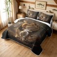 thumbnail image 3 of Manfei Woodland Wildlife Quilt King, Bible Sheep Lion King Coverlet Set, Dark Brown, Black Reversible, 3pcs, 1 Bedspread and 2 Pillowcases, 3 of 7