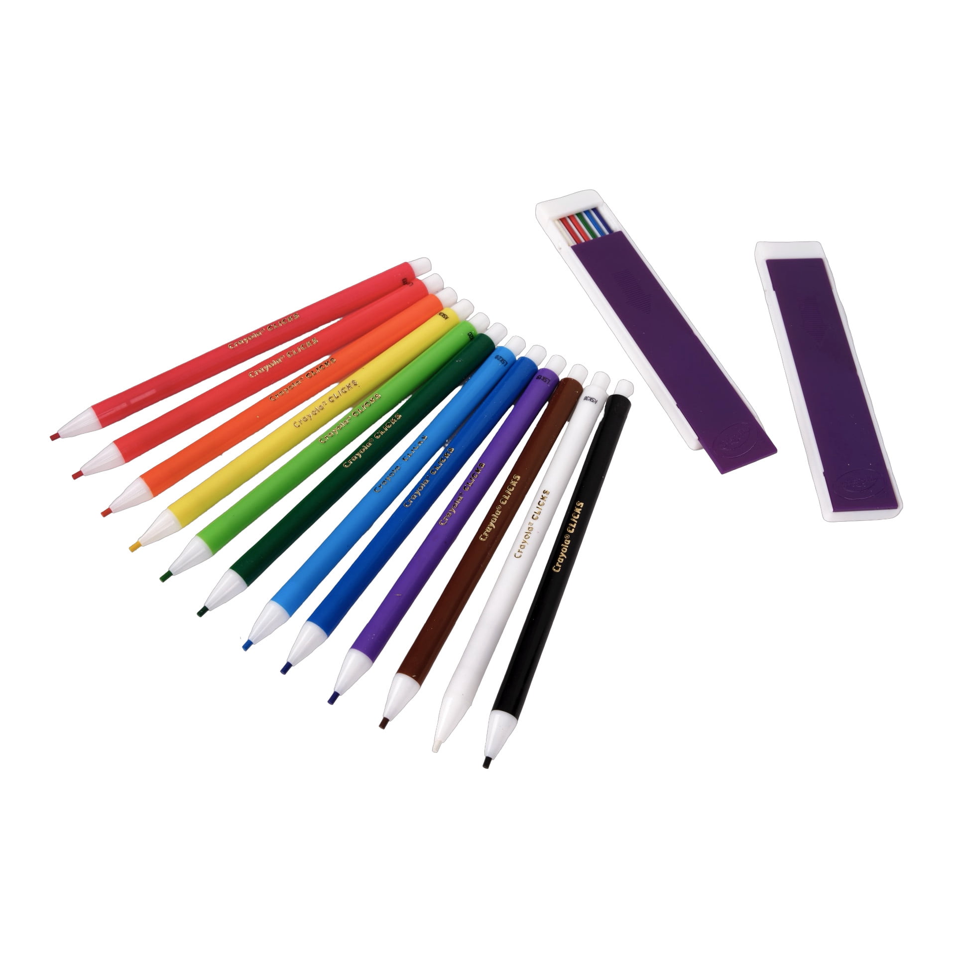 Crayola Clicks 2.0mm Mechanical Colored Pencil Set, 12ct with Replacement Cores, Back to School Supplies, Coloring Pencils, Gift for Teachers and Kids, Ages 6+