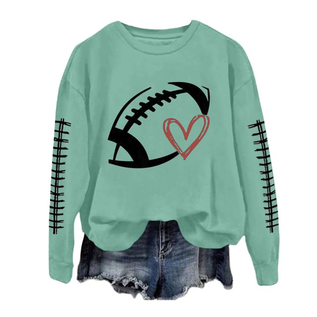 WEAIXIMIUNG Sweat-Shirt pour Femmes avec Capuche Manches Longues Col Rond Imprimé Graphique Football
