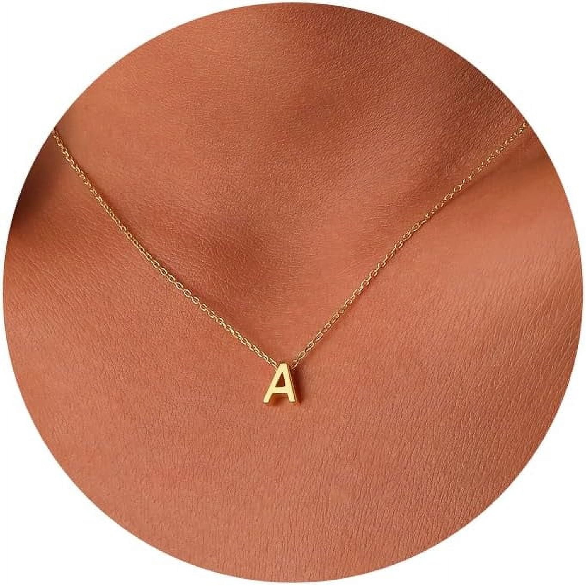 Initial Necklaces for Women, 14k Gold Plated Dainty Gold Letter Necklace Tiny Initial Pendant Necklace Cute Letter Name Choker Necklaces for Women Simple Gold Jewelry for Women Gifts